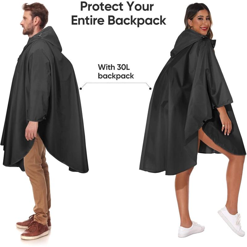 Hooded Rain Poncho for Adult with Pocket and Zipper, Waterproof Lightweight Raincoat for Men and Women