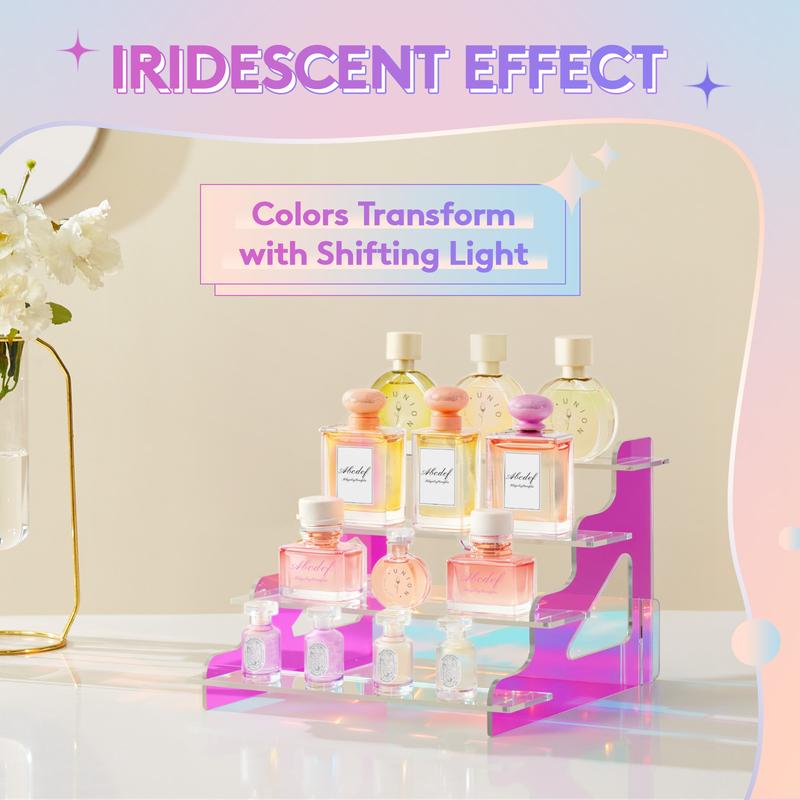 Lifewit 4 Tier Iridescent Acrylic Display Stand for Perfumes, Fragrances,Cologne, Figures, Cupcake, Dessert, Decor fragrance stand Racks