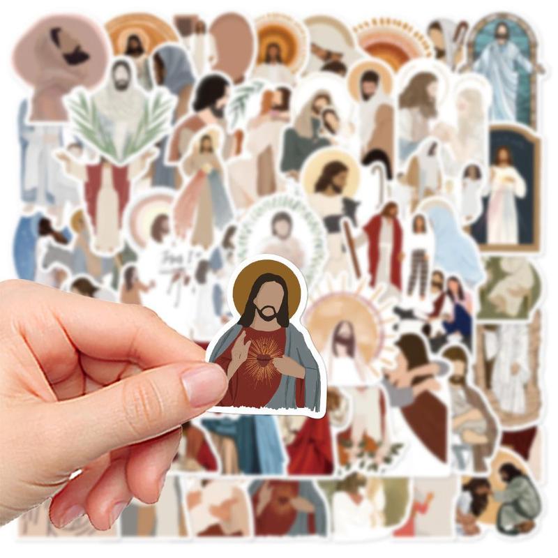 Jesus Series Sticker, 50pcs Figure Series Decorative Sticker with Box, DIY Decals for Water Bottle, Laptop, Phone Case, Scrapbooking, Journal Making