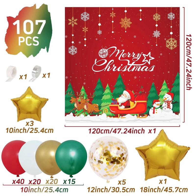 Christmas Balloon Arch Kit, 1 Set Merry Christmas Balloon Garland Arch Background Kit, Festive & Party Supplies for Home Party Decoration