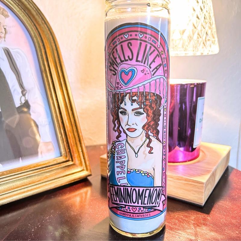 chappell roan prayer candle - femininomenon art  pink pony club gift - home decor