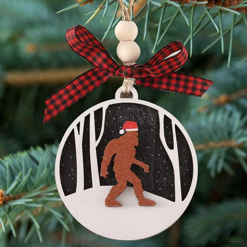 Sasquatch Design Hanging Ornament, 1 Count 3D Wooden Christmas Tree Decor, Holiday Decoration, Home Decor, Party Supplies