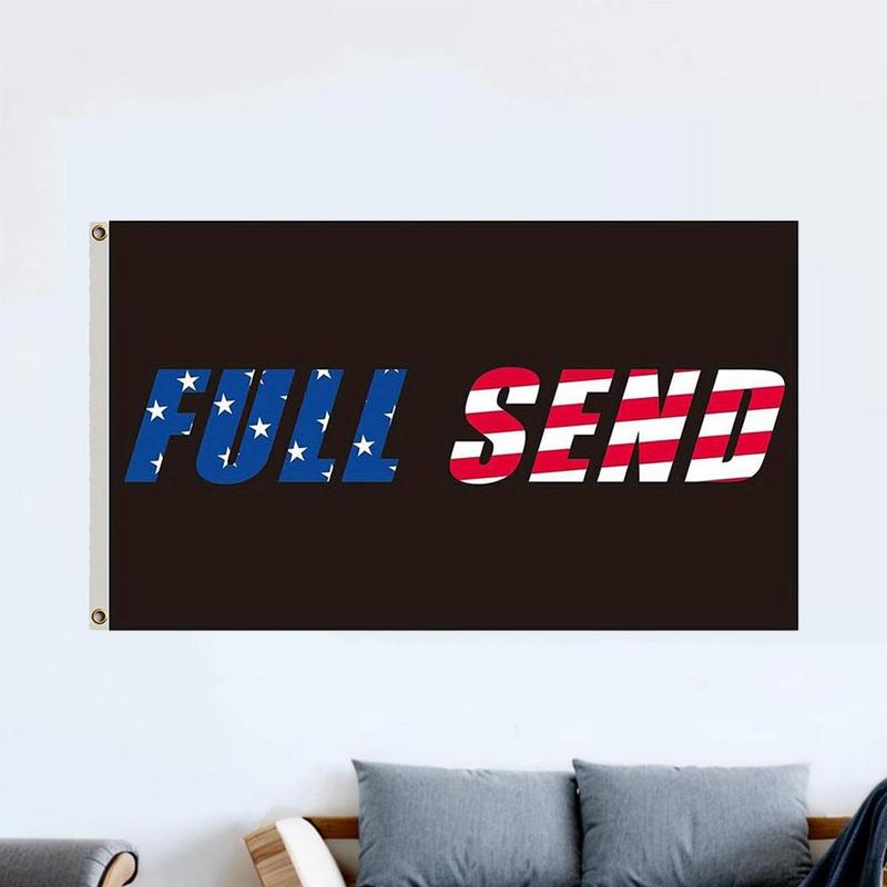 Full Send Pattern Flag, Funny Banner for College Dorm Room Decoration, Party Supplies for Home Decor, Bedroom Decor, Bedroom Accessories, Summer Gift Ideas