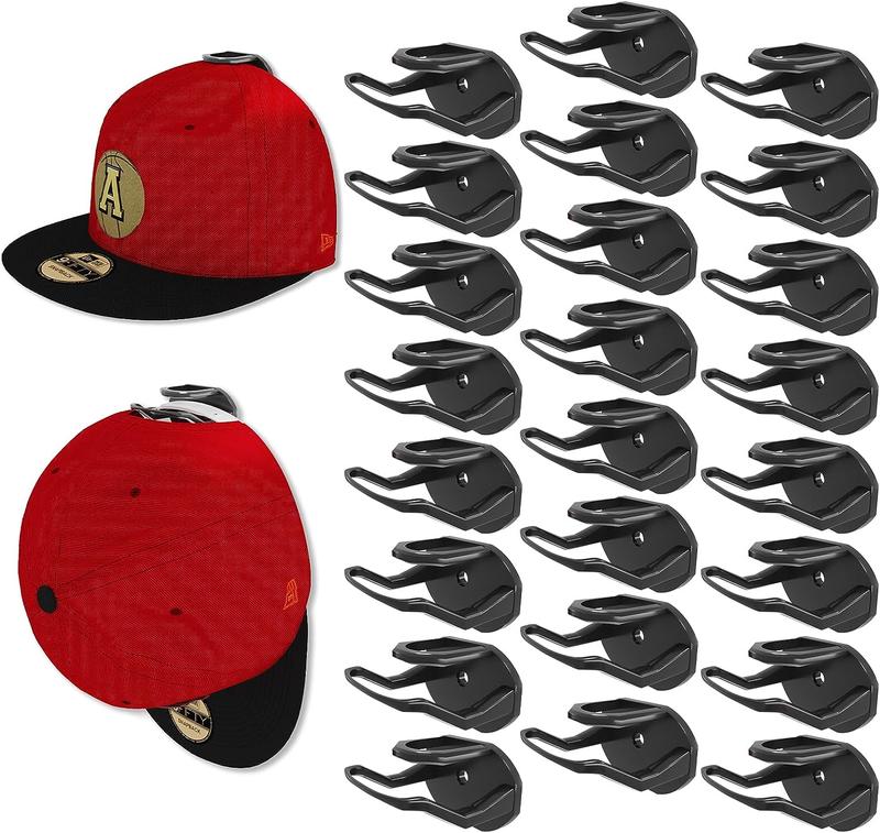 24 Pack Adhesive Hat Hooks for Wall, Strong Hat Rack for Baseball Caps Organiser Hangable Organiser Hangable Hangers