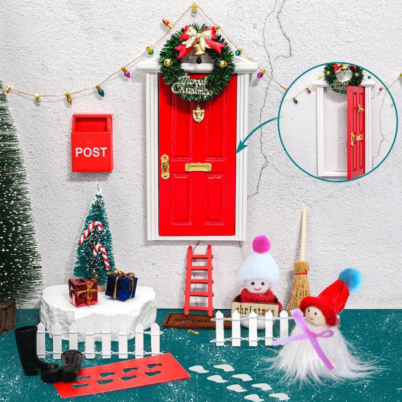 Christmas Elf Door Decorations, 20pcs set Fairy Door & Tree & Shoes & Other Accessories, Festive & Party Supplies for Home Decor