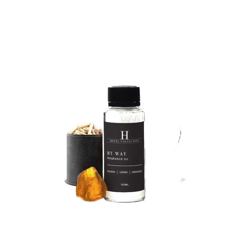 Hotel Collection - My Way Essential Oil Scent - Luxury Hotel Inspired Aromatherapy Scent Diffuser Oil - Lush Sandalwood, Warm Virginia Cedar, and Beautiful Iris - for Essential Oil Diffusers - 120mL Fragrance Freshener Scented Bottle Perfume