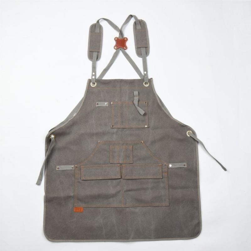 NEW! Canvas Apron with Multiple Pockets, Adjustable Cross Back Strap Apron, High-grade Thick Apron,Christmas Gift Star chef apron