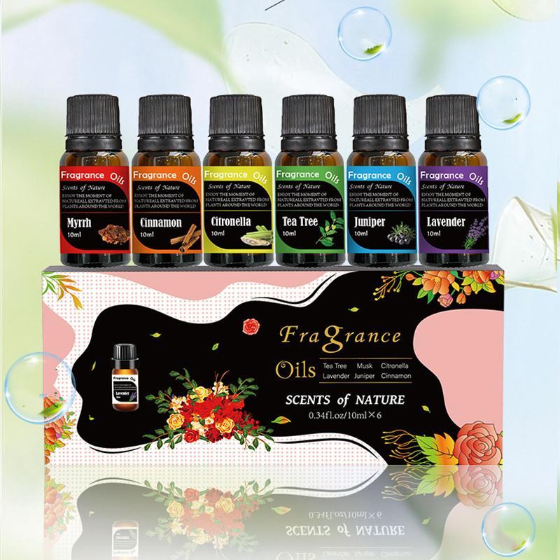 10ML Essential Oil Set, 6 Counts set Indoor Air Purification Humidifier Essential Oil with Box, Water Soluble Plant Essential Oil for Home Fragrance