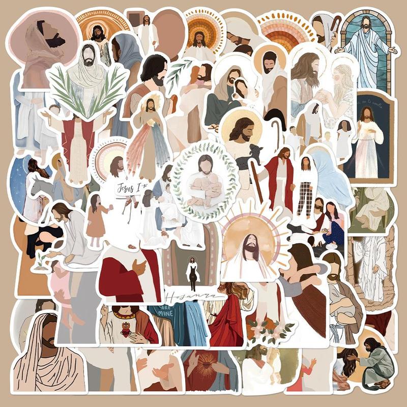 Jesus Series Sticker, 50pcs Figure Series Decorative Sticker with Box, DIY Decals for Water Bottle, Laptop, Phone Case, Scrapbooking, Journal Making