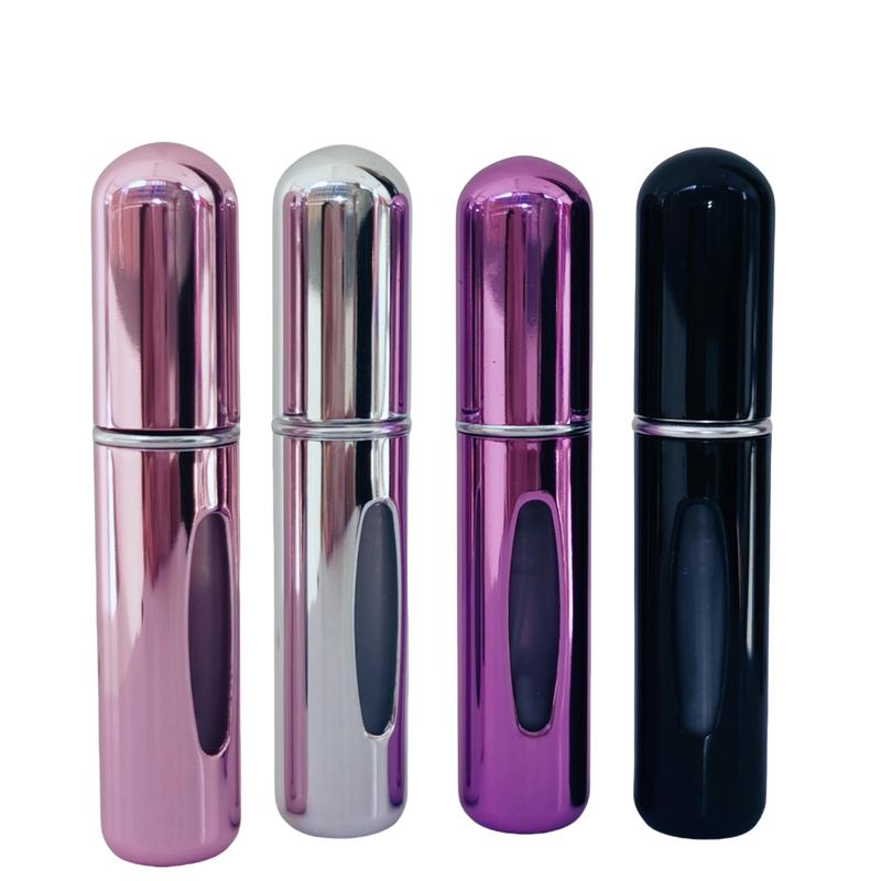 4 Packs 5ml Refillable Perfume Bottle, Travel Mini Size Decanter Body Mist Spray Bottles,    Perfume Atomize Canister Organiser Tin makeup  brush