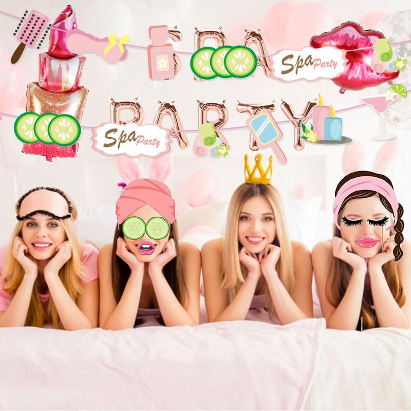 Spa Party Balloon Set, 13pcs set Pajama Party Balloon, Party Balloons, Party Decorations for Spa Party Makeup Party Salon Party