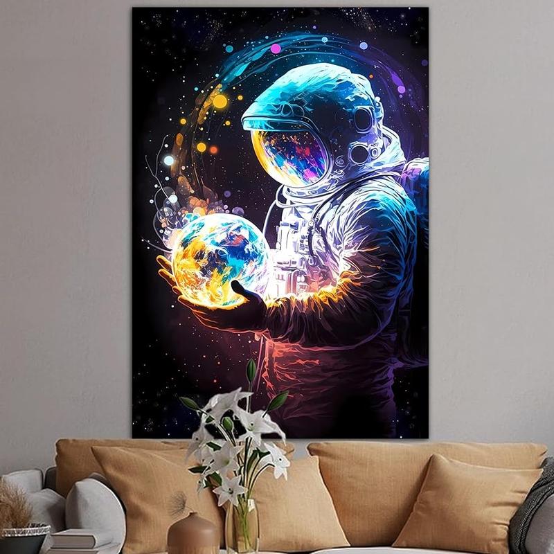 Cool Space Astronaut Tapestry for Bedroom, Fantasy Spaceman Tapestries Wall Hanging for Men, Colorful Galaxy Vertical Poster for Men Guys Living Dorm Room Decor 40inx60in