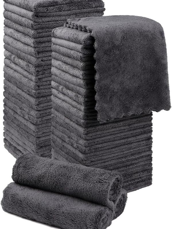 48 Pack, Ultra Soft Towel Sets 12 x 12 inch, Absorbent & Quick Drying Coral Velvet Washcloth, Multi-Purpose Wash Cloths & Hand Towels for Bathroom, Hotel, and Gym (Grey) absorbent towel