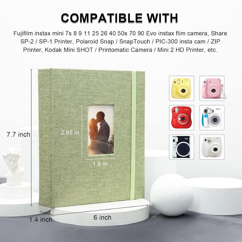 Vienrose Mini 2x3 Polaroid Photo Album Book 208 Pockets, Linen Cover, Colorful Mini Photo Storage Book