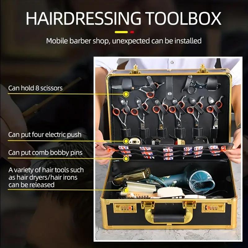 Professional Barber Tool Box, 1 Count Multifunctional Hair Styling Tools Organizer Box, Versatile Barber Tool Box for Salon & Travel, Barber Tool Storage