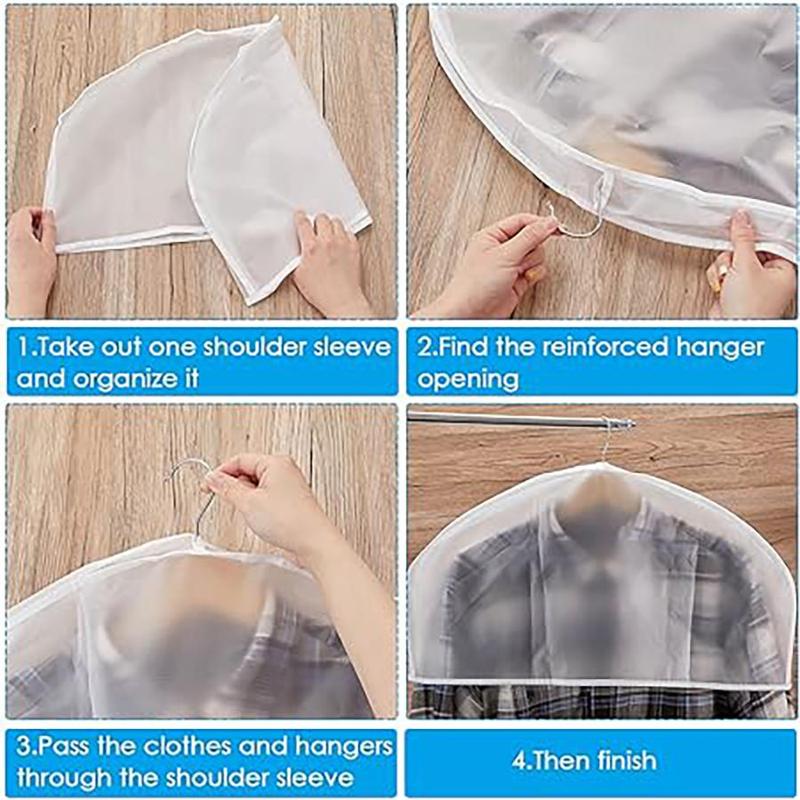 Transparent Dustproof Clothes Cover, 6 Counts set Plastic Clothes Hanger Cover, Clothes Protector for Suits, Coats, Jackets, Shirts, Dresses