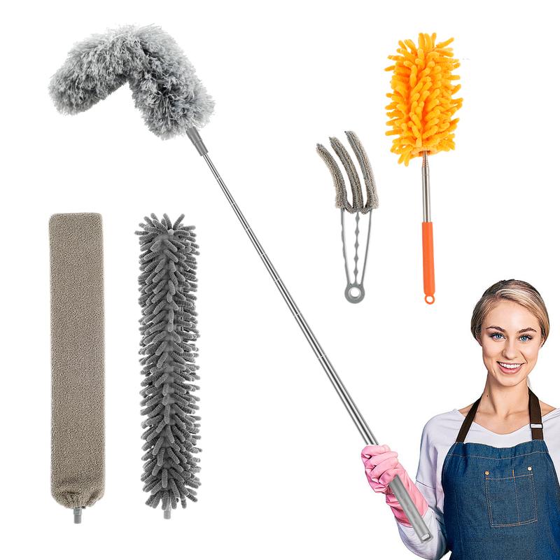 Dusters with Extension Pole Reusable Dust Cleaner Set Removable Duster Kit Washable Duster Cleaning Kit Effective Duster Set for Ceiling Fans Blinds Cobweb Home