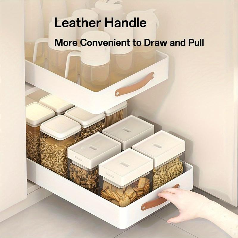 「12h to ship」Pull out Cabinet Organizer Fixed with Adhesive Nano Film, Heavy Duty Slide Out Pantry Shelves Drawer Storage, Pull Out Drawer for Kitchen, Pantry, Bathroom, 11.81