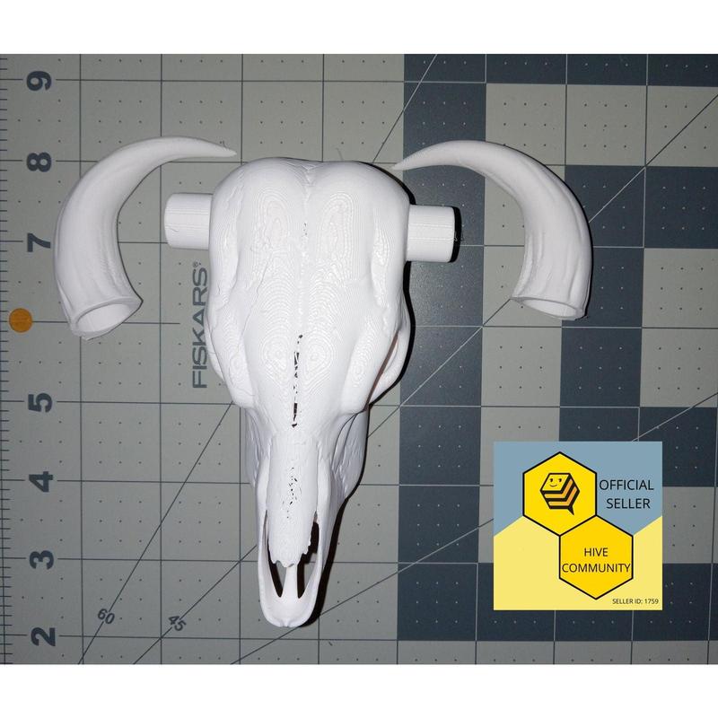 3D Printed Cow Skull with Horns - Cruelty-Free Home Decor by 3D Shook - Casual Style