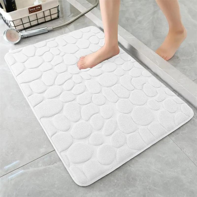 Cobblestone Pattern Bath Mat, 1 Count Non-slip Water Absorbent Bath Rug, Washable Floor Mat for Bathroom