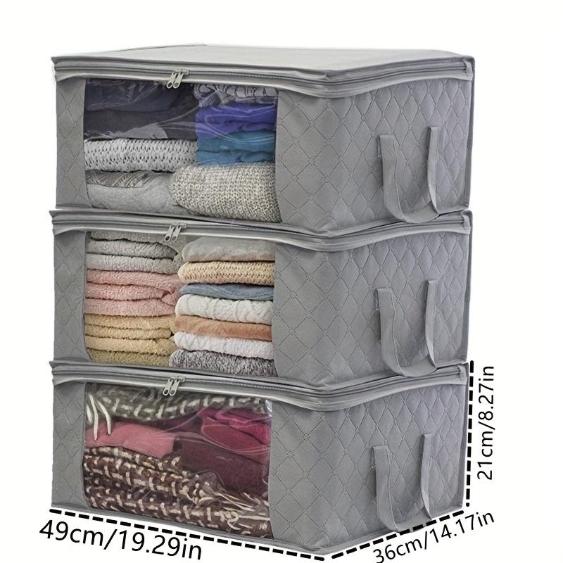 1 3pcs Foldable Storage Bags - Large Capacity Clothes Storage Containers with Lids and Handles for Organizing Bedroom Closet, Comforter Organization, and Storing Blankets, Clothing, and More