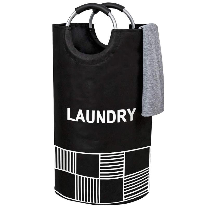 Laundry Basket with Padded Handles, Round Hamper for Various Room Types, Collapsible Clothes Bag, Room Accessories, Dorm Essentials, Storage Organizer Supplies