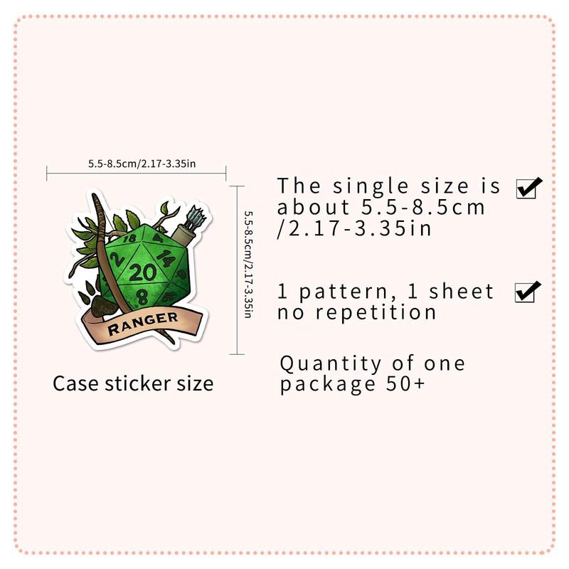 Cartoon Dice Pattern Sticker, 50pcs Colorful Waterproof Self Adhesive Decor Paper, Decor Sticker for Gift Greeting Card Water Bottle Laptop Phone