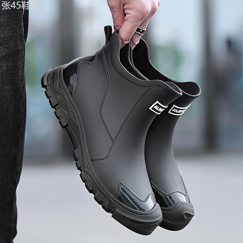 Men's Durable Ankle High Water Boots, Water Proof Rain Boots For All Seasons Rainy Day Outdoor Street Walking Gardening wellies Shoe