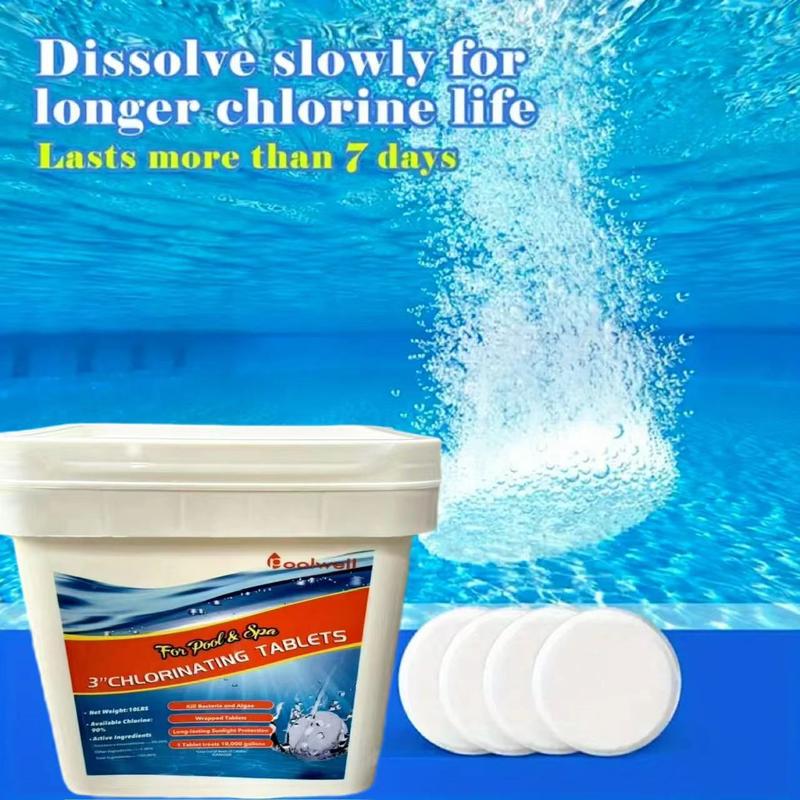 10LB Pool Cleaning Tablets 3 inch Chlorinating Tablets for Swimming Pools, Spas Household