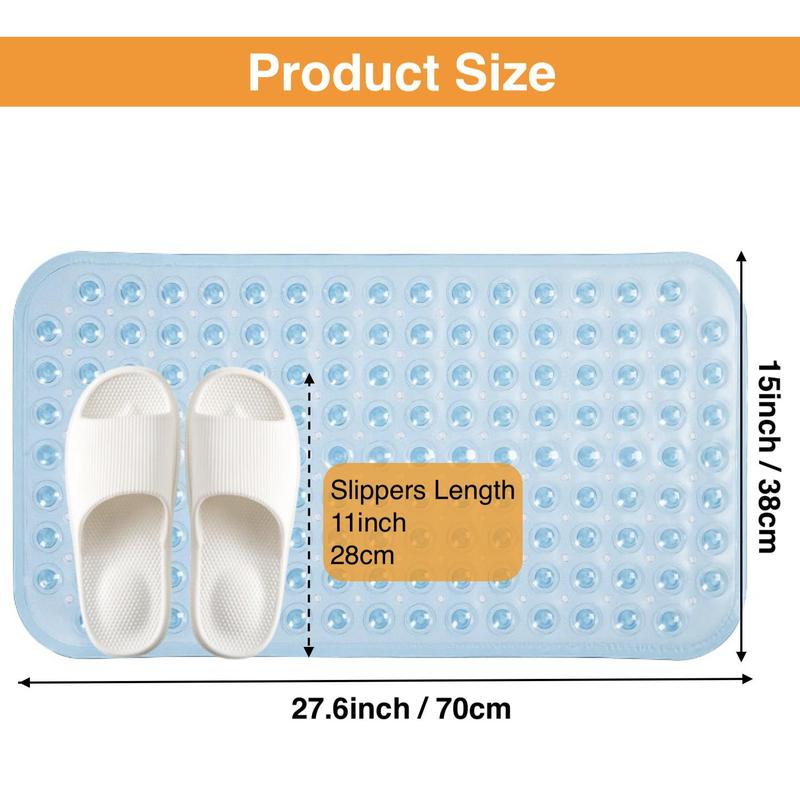 Shower Mat with Drain Holes & Suction Cups, PVC Non-slip Bath Mat, Bathroom Accessories, Home Essential for Bathroom Decor