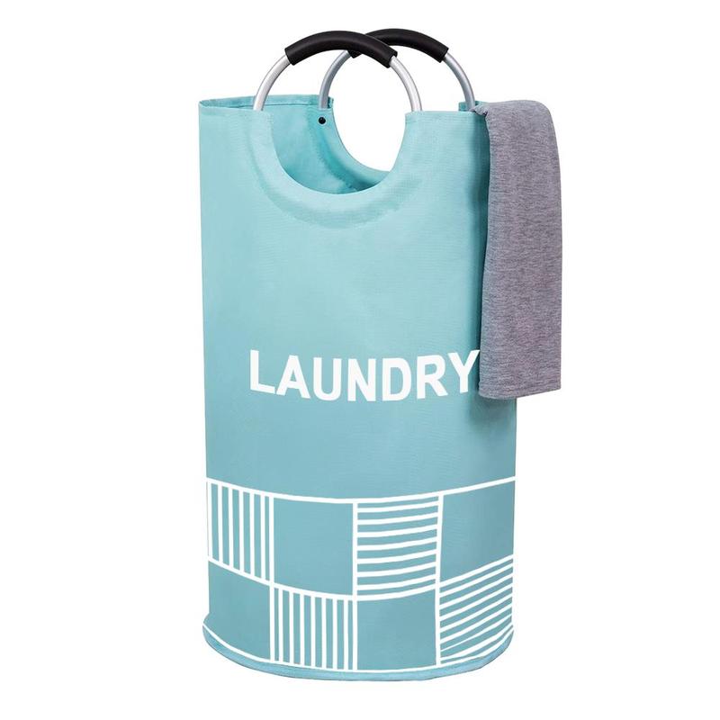 Laundry Basket with Padded Handles, Round Hamper for Various Room Types, Collapsible Clothes Bag, Room Accessories, Dorm Essentials, Storage Organizer Supplies