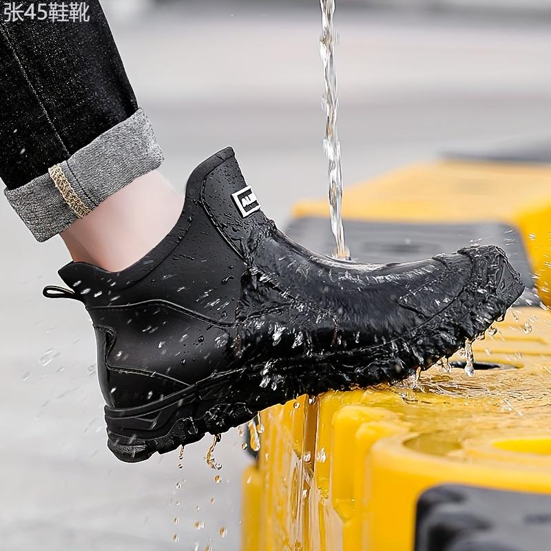 Men's Durable Ankle High Water Boots, Water Proof Rain Boots For All Seasons Rainy Day Outdoor Street Walking Gardening wellies Shoe