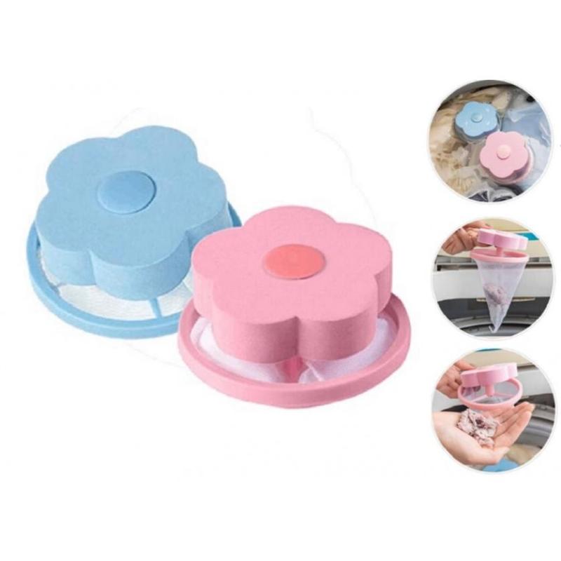 2-Piece Reusable Laundry Lint & Pet Hair Remover - Floating Mesh Bag Catcher