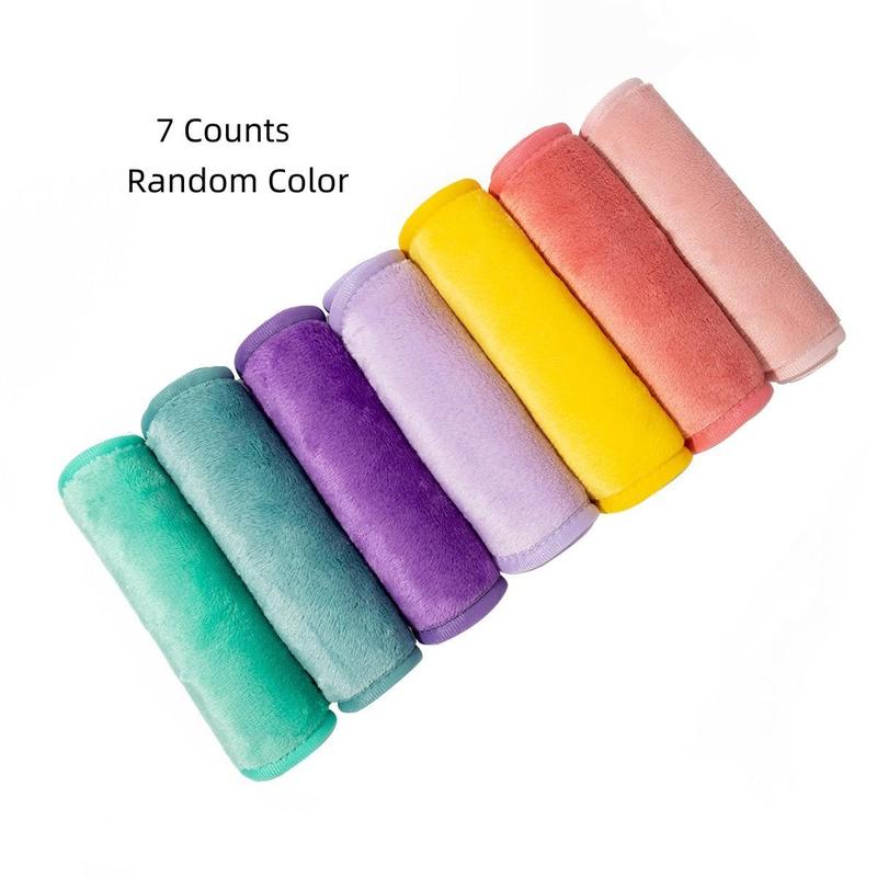 Random Color Reusable Facial Cleansing Towel, Soft Flannel Facial Washing & Skincare Towel with Hanging Hole, Makeup Remover Tool for Women