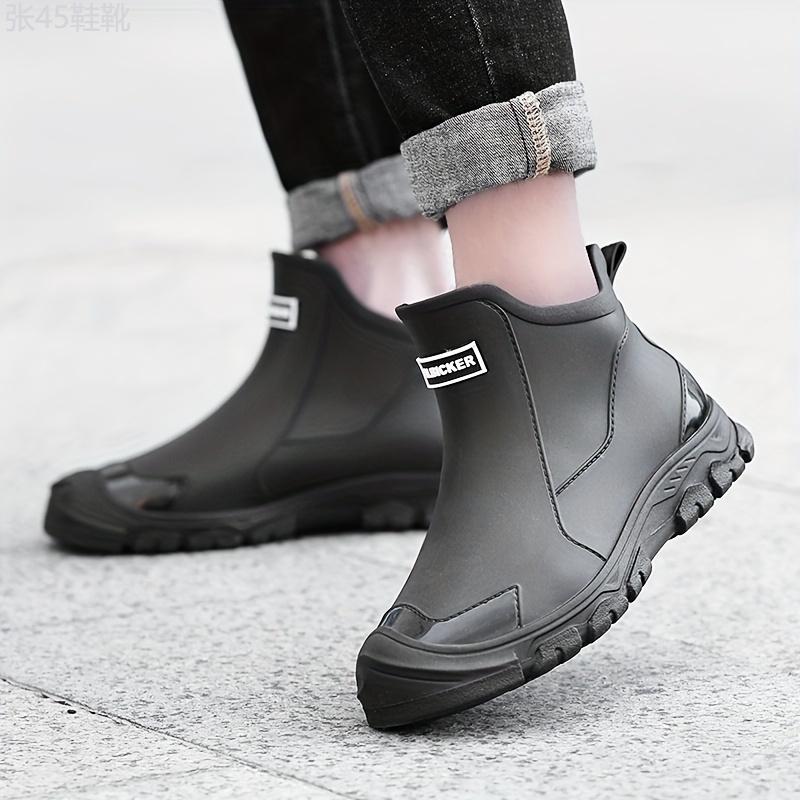 Men's Durable Ankle High Water Boots, Water Proof Rain Boots For All Seasons Rainy Day Outdoor Street Walking Gardening wellies Shoe