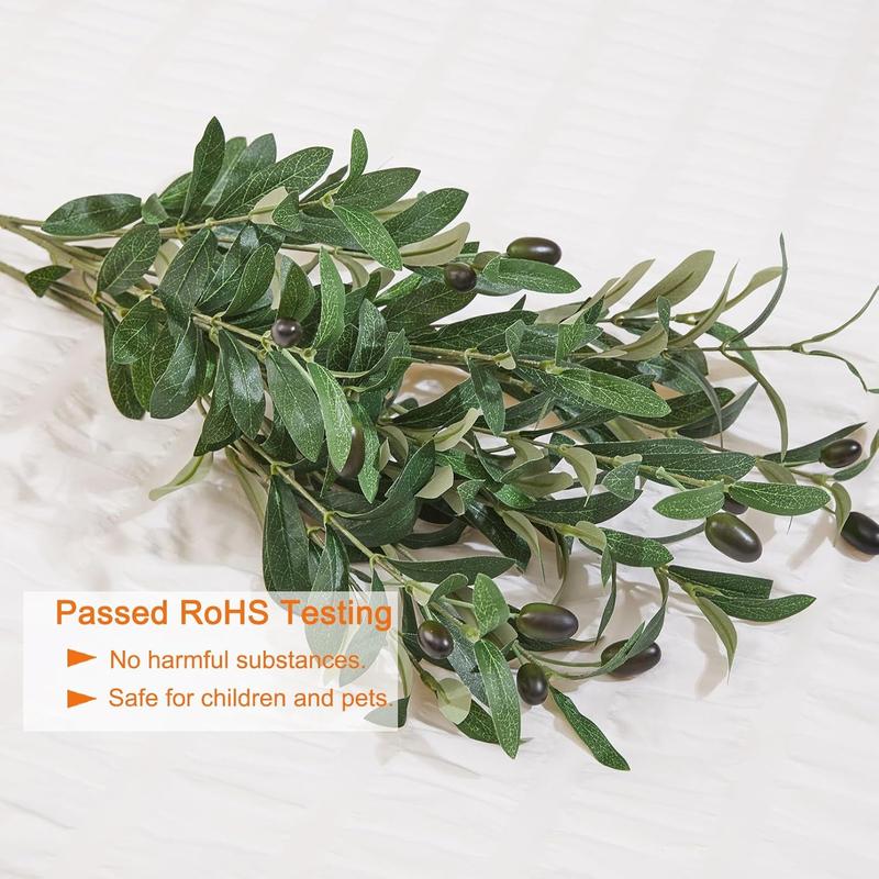 5PCS Artificial Olive Branch, 18 Inch Artificial Greenery Fake Tree Branch, 72 Pieces Leaves, Artificial Green Stems and Branches Decoration Indoor, Patio Garden Indoor Vase Decoration