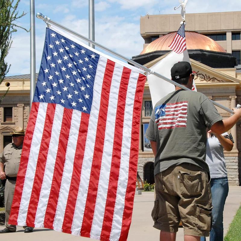 American Flag 3x5 FT 210D For Outside 100% Made In USA Most Durable, Heavy Duty Spun Polyester, Luxury Embroidered Star with Brightly Colored Brass Grommets Premium US Flag Banners Waterproof Gift