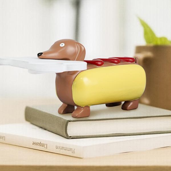 Dachshund Shaped Desk Decor,Hot Dog Statue,Sticky Note Holder,Includes 60 Notepads, Funny Office Ornaments, Gift for Dog Lovers