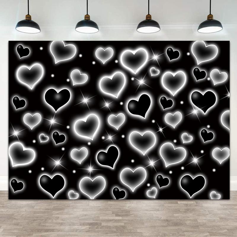 Heart Pattern Party Backdrop, Party Decoration Rectangle Backdrop, Party Decor Banner for Home Party Wedding Anniversary Festival