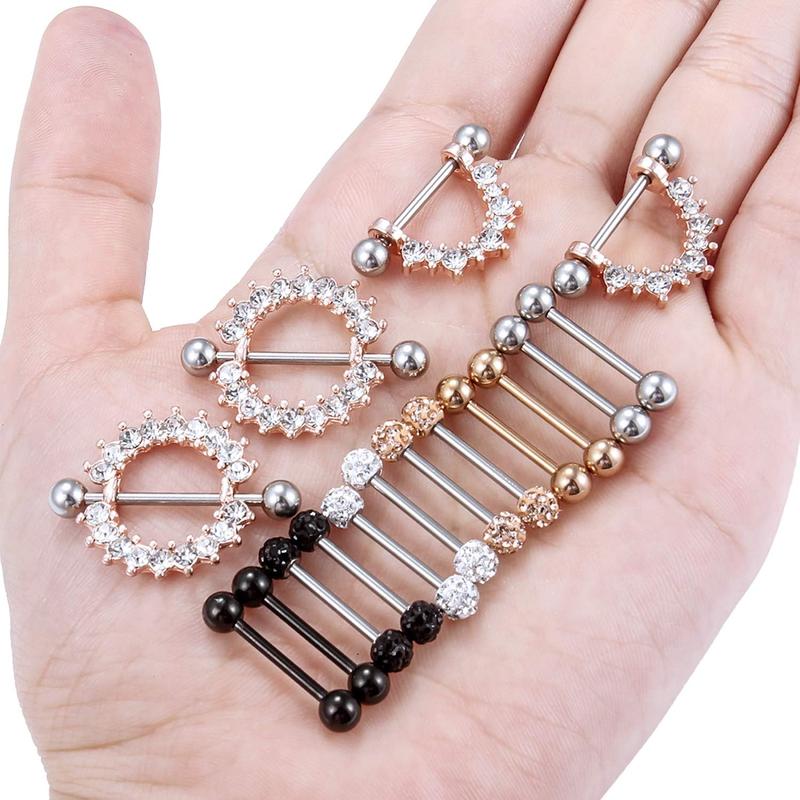 Surgical Steel Tongue Ring Nipple Shield Barbell Ring Bar Nipplerings Body Piercing Jewelry for Women Men