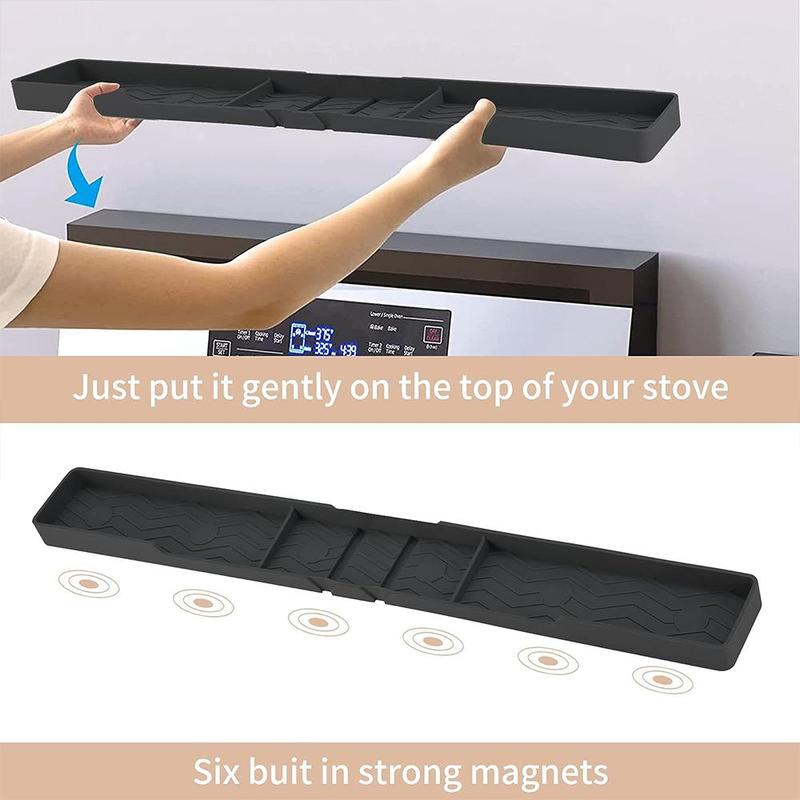 Magnetic Silicone Installation Stovetop Oven Storage Rack, Multifunctional Kitchen Stove Top Shelf, Easy to Clean, Stylish, and Convenient Kitchen Accessories