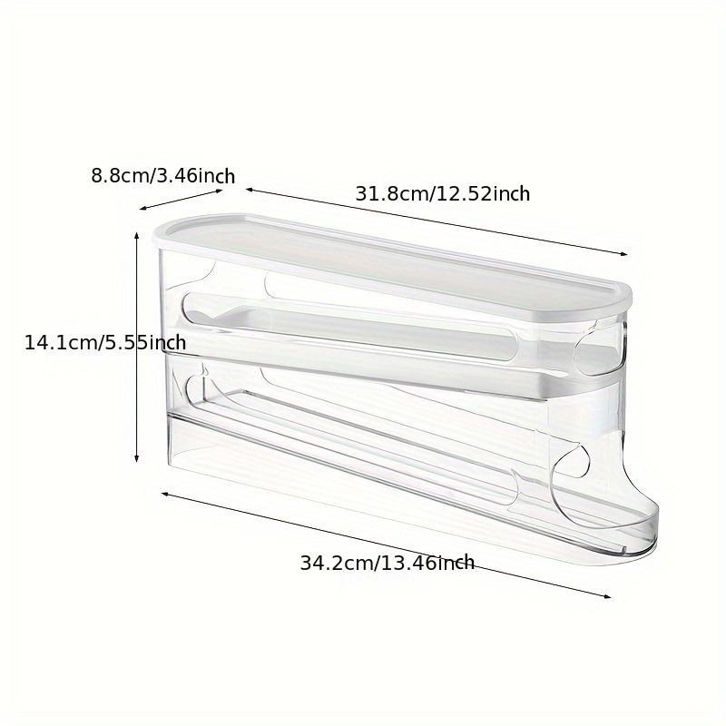 Clear Egg Storage Box, 1 Count Space Saving Rolling Egg Holder Fridge Storage Boxes, Durable Plastic Egg Organizer for Refrigerator, Kitchen Accessories