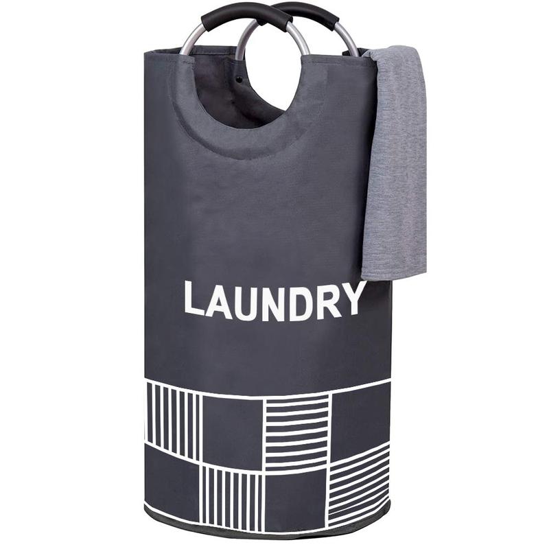 Laundry Basket with Padded Handles, Round Hamper for Various Room Types, Collapsible Clothes Bag, Room Accessories, Dorm Essentials, Storage Organizer Supplies