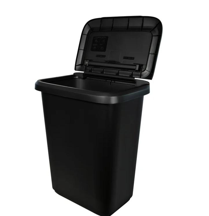 20.4 Gallon Trash Can, Plastic Dual Function Divided Extra Large Kitchen Trash Can, Black