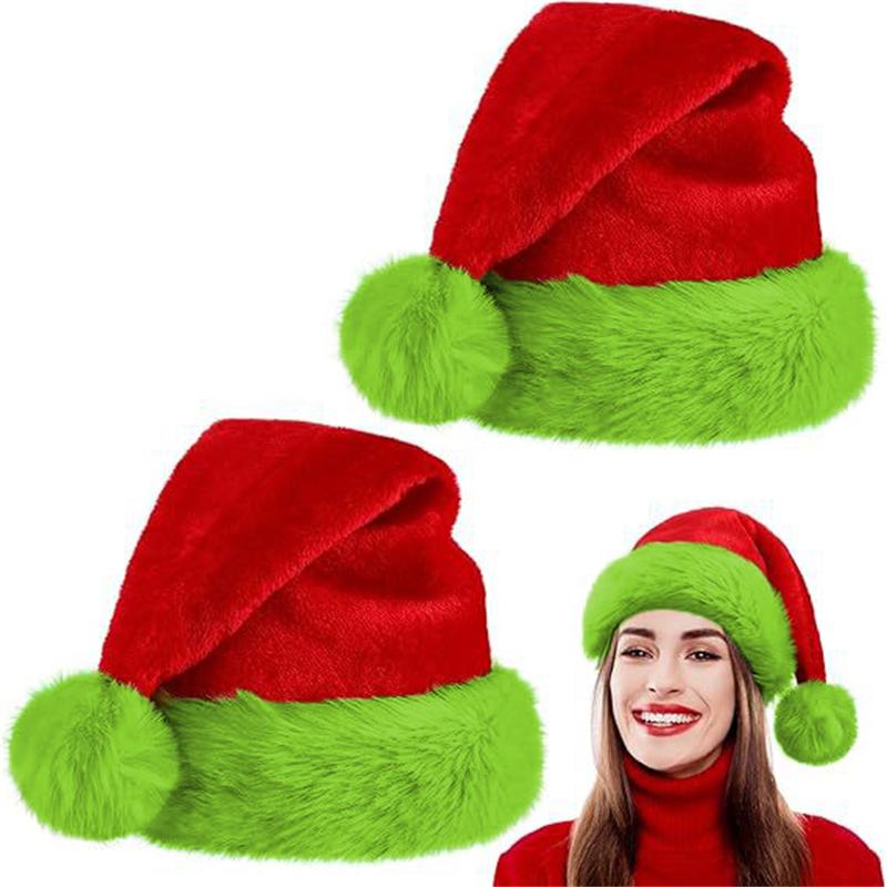 Christmas Adult Hat Plush Green Monster Red and Green Comfortable Soft Fashion Hat