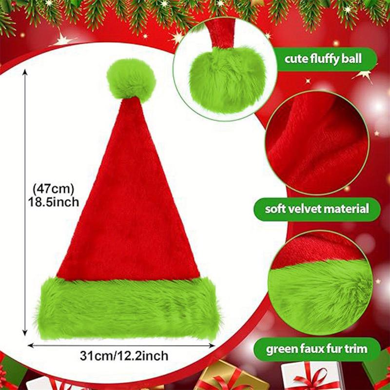 Christmas Adult Hat Plush Green Monster Red and Green Comfortable Soft Fashion Hat