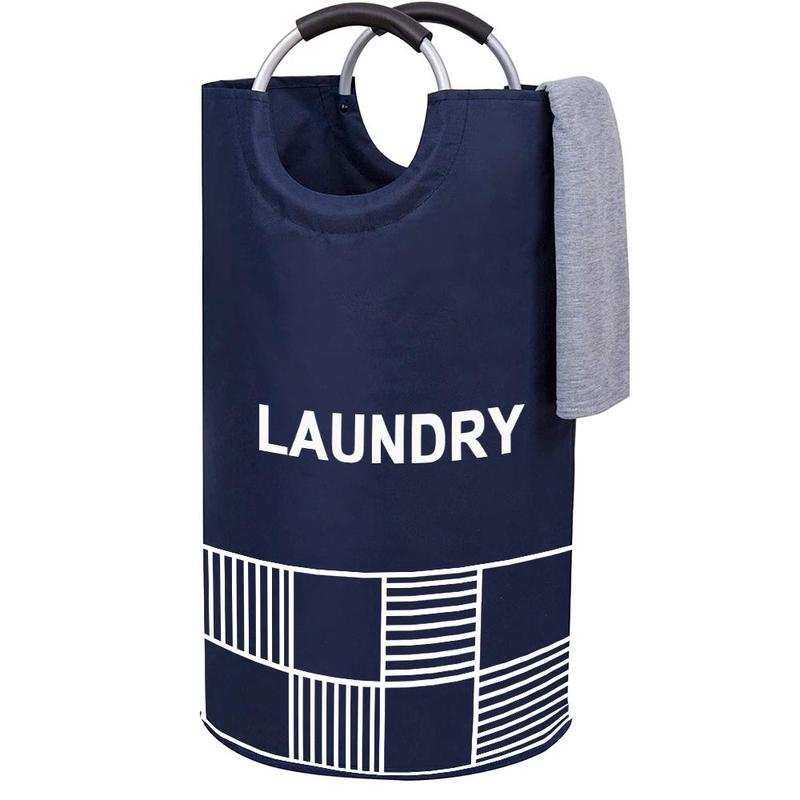 Laundry Basket with Padded Handles, Round Hamper for Various Room Types, Collapsible Clothes Bag, Room Accessories, Dorm Essentials, Storage Organizer Supplies