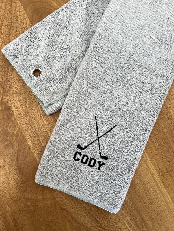 Personalized Golf Towel - Embroidered Custom Towel with Golf Club Design - Custom Golf Gift For Men