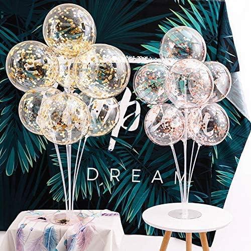 4pcs Balloon Stand Kit Balloon Table Stand Kit balloon sticks with cups easy assembly Balloon Holder 2set Clear Balloon Stand Kit Including 11 sticks, 7 cups, 4 union joints and 1 base per Tree Transparent