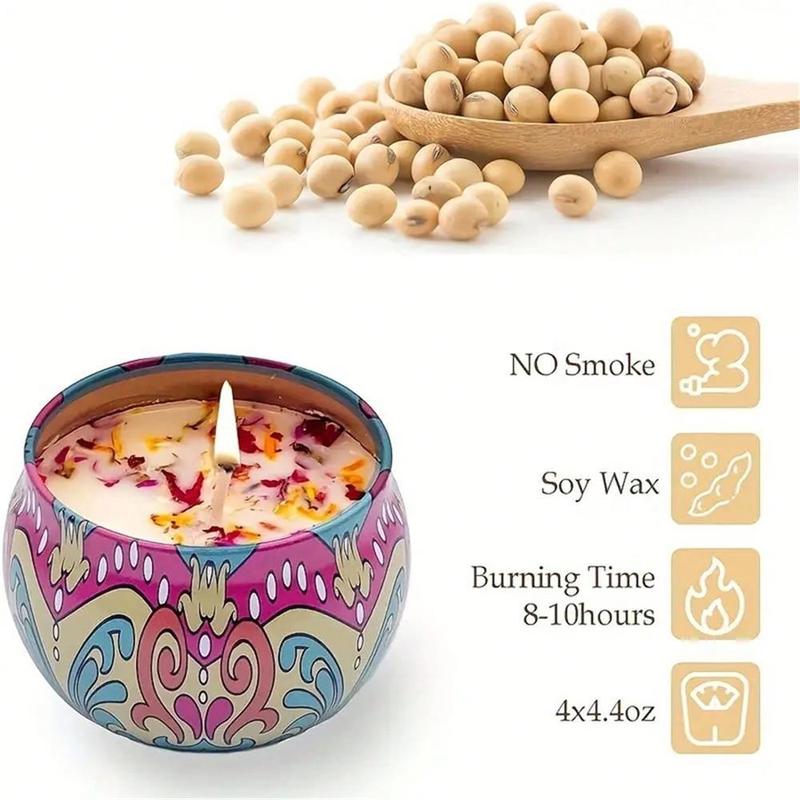 Lavender Scented Candle, 1 Count Natural Soy Wax Aromatherapy Candle, Portable Travel Tin Candle, Home Decor Supplies